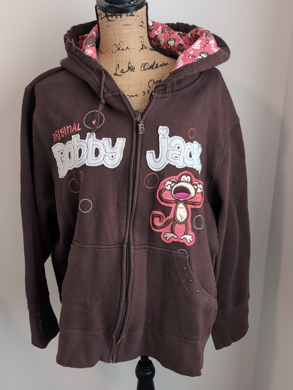 Original Bobby Jack Brown Zip-Up Hoodie Size 26/28